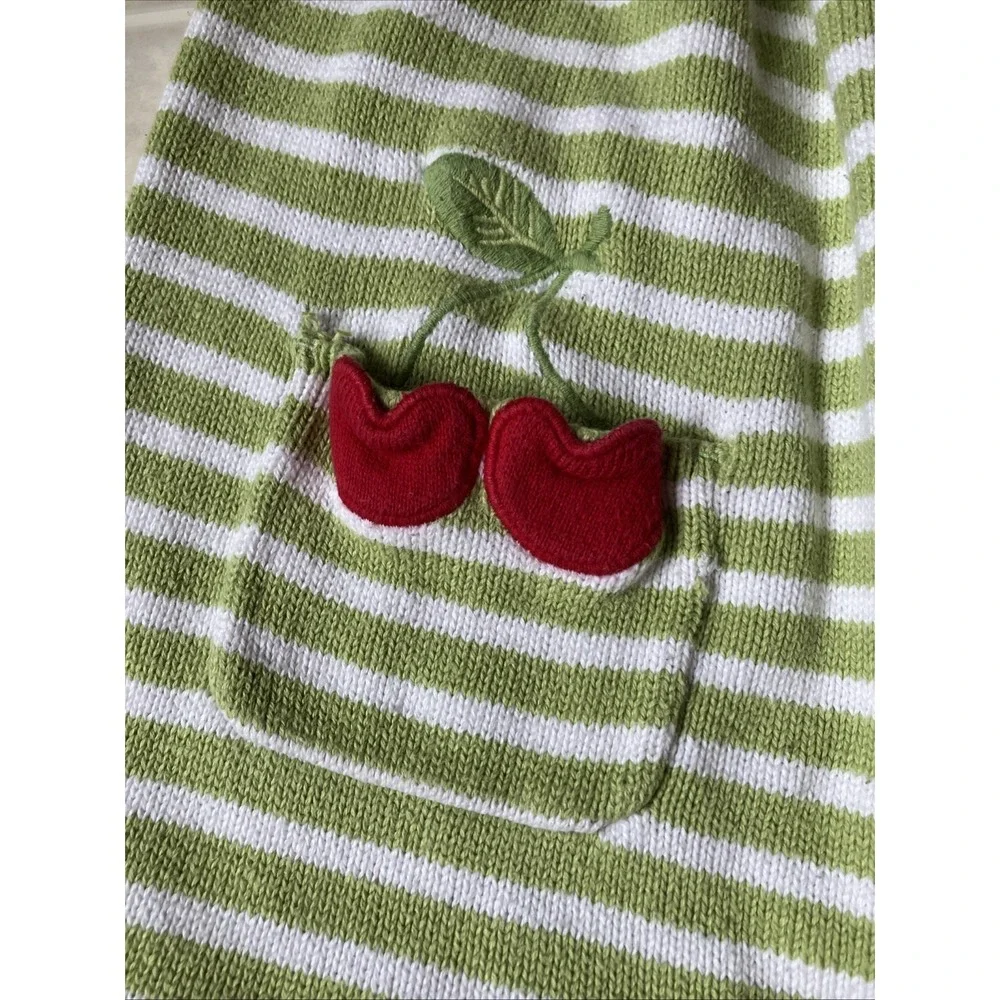 Gymboree Cherry Cute Green White Striped Sweater Dress 4T Boho Heritage Cotton